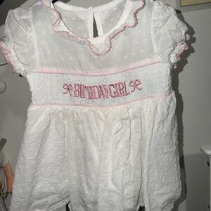 White Birthday Girl Dress with Pink Accents